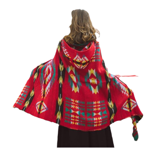 连帽斗篷女士秋冬外搭带帽子披肩外套尼泊尔围巾西藏川西旅游青海
