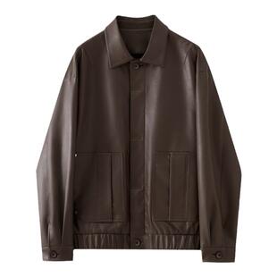 春秋季韩版宽松短款机车皮衣男复古高级感帅气飞行员夹克行政外套