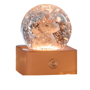 圣诞水晶球飘雪八音盒音乐盒圣诞树下雪雪花摆件小夜灯雪景球礼物