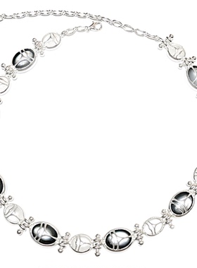 QuriouStone其石 圣甲虫月光 黑白贝母衔尾项圈925纯银项链锁骨链