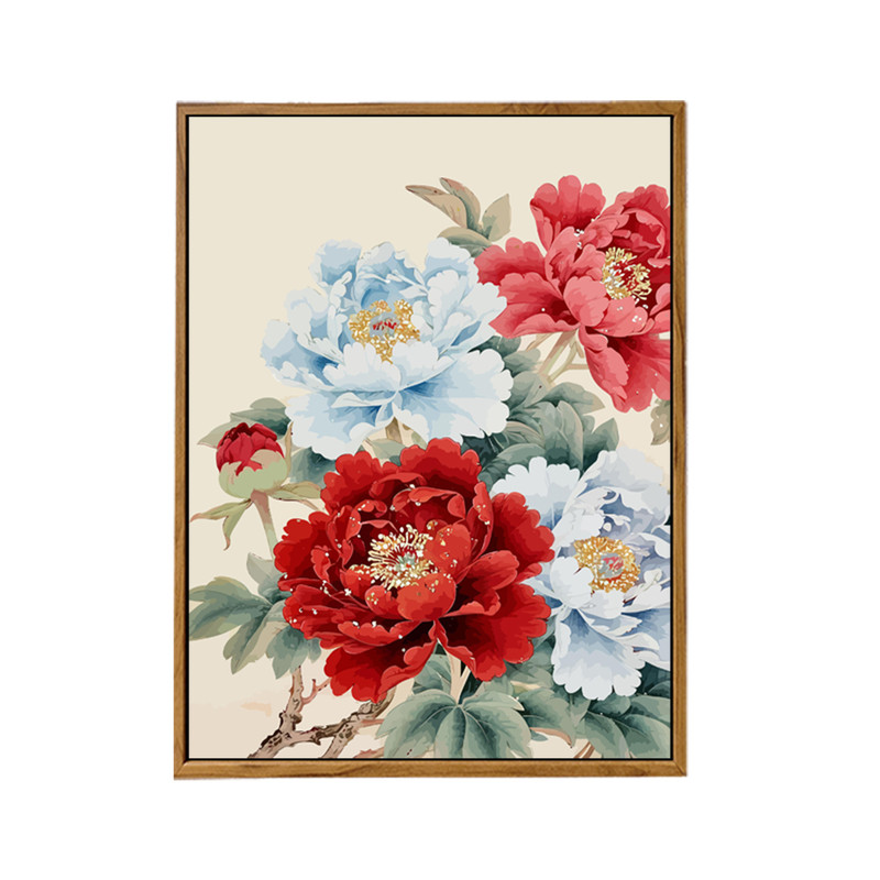 中古风牡丹花卉DIY数字油画