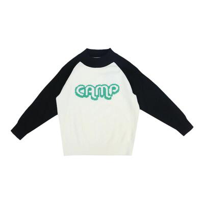 ULLU优露童装男童长袖毛衫24冬款拼接插肩袖字母提花半高领毛衣