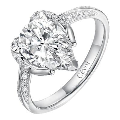 Cevol新奢钻石秘密花园系列种语铂金2克拉群镶求婚婚戒钻石戒指女