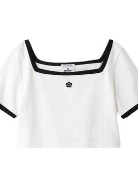 LILY BROWN秋冬款 MARY QUANT方领学院风短款T恤LWCT244123