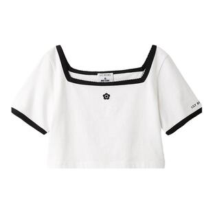 LILY BROWN秋冬款 MARY QUANT方领学院风短款T恤LWCT244123