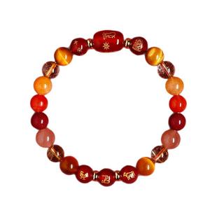 普陀山朱砂水晶手串女款2026马年本命年太岁三合南红玛瑙手链