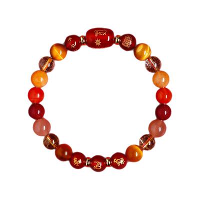 普陀山三合水晶手串朱砂南红手链