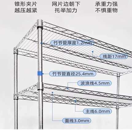 304不锈钢加粗加厚可移动物料架工厂货架仓储架家用置物架花架