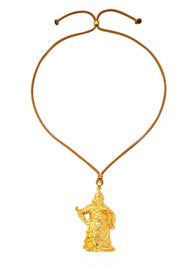 古法沙金关公项链霸气吊坠