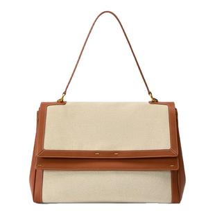 【BV设计师合作款】Fabrique牛皮帆布双肩斜挎手提电脑公文包女