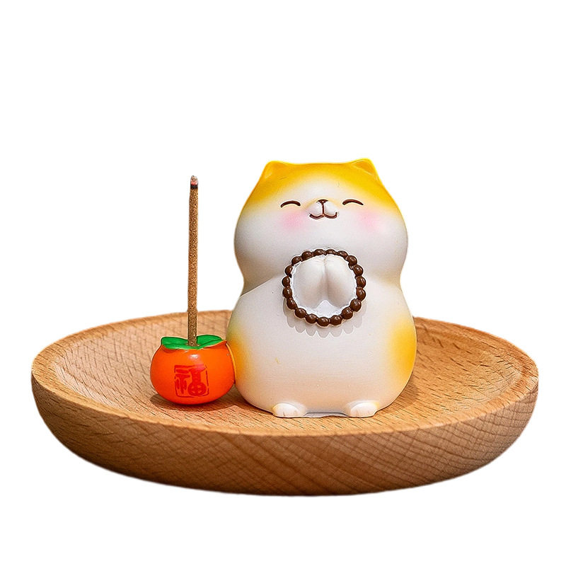 创意可爱猫猫香插香托茶桌摆件