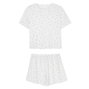 JoyceBra  温柔风小碎花短袖睡衣女夏季柔软亲肤家居服套装可外穿