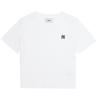 26新款MLB短袖女子NY刺绣小标短款防晒针织休闲运动T恤3FTSB0663