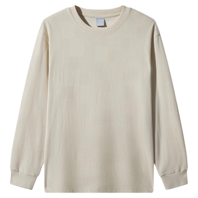 卡宾几何纹理提花针织长袖T恤男