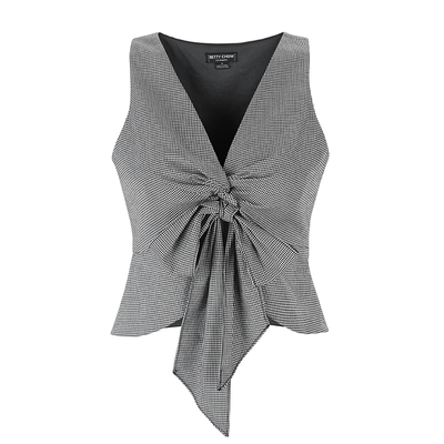BettyChow休闲格子绑带背心