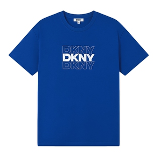 DKNY唐可娜儿26夏季新款烫银短袖T恤衫女圆领套头上衣简约休闲风