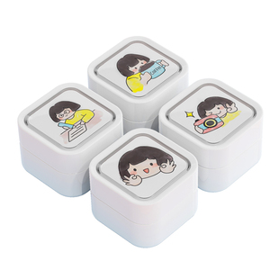 可爱女孩卡通手账本装饰印章儿童学生用打卡日常记录生活学习工作DIY填色人物图案手工小印章套装随身携带