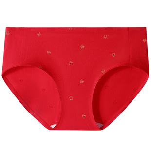 七匹狼女士内裤女生纯棉本命年大红色抗菌属马年礼物女式三角短裤