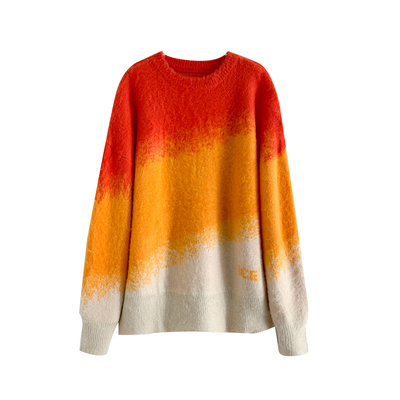 秋冬新款渐变色毛衣女设计感