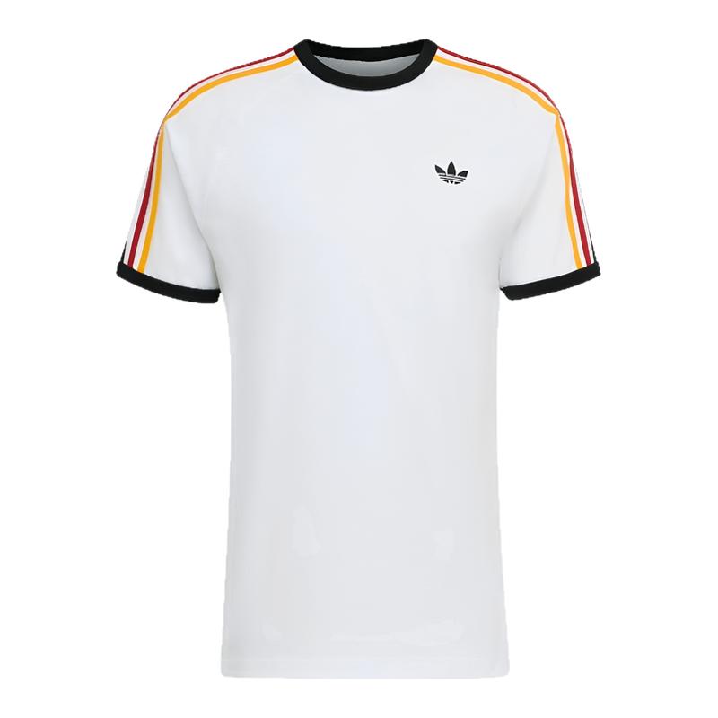 Adidas阿迪达斯三叶草男女刺绣情侣短袖三条杠休闲半袖T恤KC8639