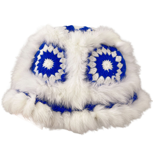 兔毛醒狮帽子女秋冬季国潮狮子虎头舞狮中国风保暖毛绒渔夫帽冬天