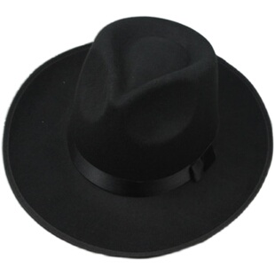 上海滩 大沿礼帽男士 黑色复古英伦帽子女爵士毡帽儿童表演舞蹈帽