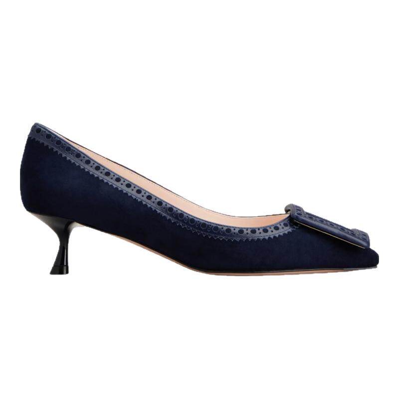RogerVivier/罗杰维维亚女士高跟鞋麂皮小牛皮细高跟搭扣新款