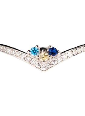 纯银韩版皇冠多彩石镶嵌满钻戒指