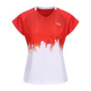 LDAB红色绝美羽毛球服套装女2026春夏新款高颜值运动速干短袖裙子