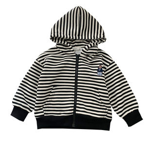 男童条纹外套儿童韩版休闲卫衣连帽衫中小童春秋装薄款拉链开衫潮
