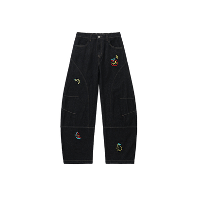 LAMLICKA分割阔腿垂感弯刀牛仔裤