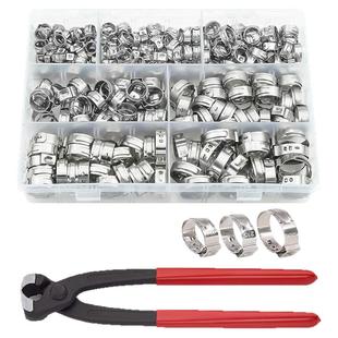 130个盒装304不锈钢单耳无极卡箍5.8-28.6MM喉箍管卡管箍抱箍套