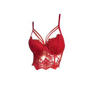 纯欲风蕾丝吊带背心女夏外穿2025新款酒红色欧美性感鱼骨抹胸上衣