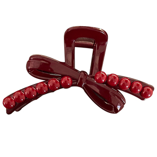 新年红色抓夹大号发量大高级感秋冬发夹女后脑勺鲨鱼夹子发卡头饰