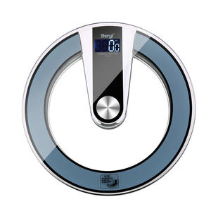 贝雅电子称家用体重秤精准圆形钢化玻璃减肥语音播报加大电池