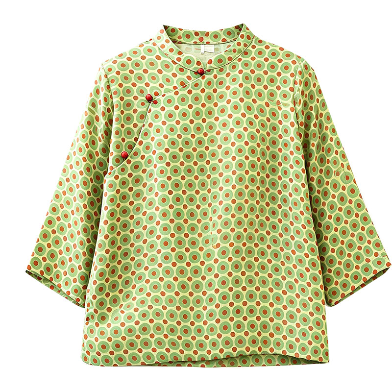 新中式苎麻盘扣七分袖茶服衬衫