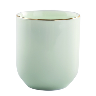 陶瓷描金龙泉青瓷个人杯家用待客茶杯饭店餐厅办公耐热大茶杯水杯