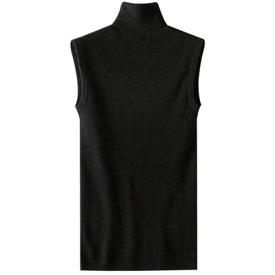 无袖女高领针织衫修身打底