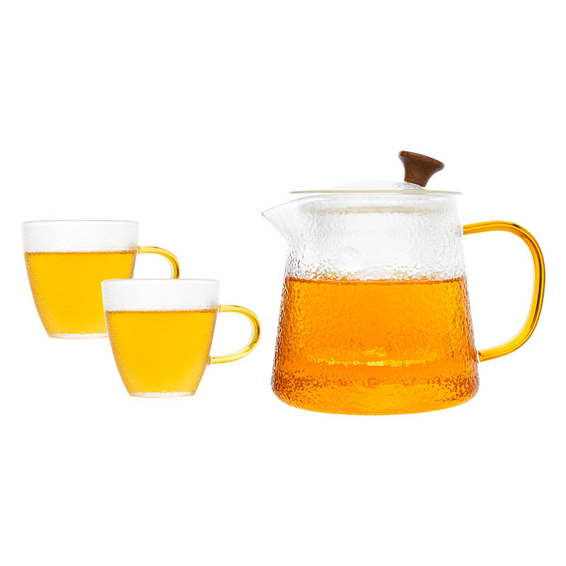 雅集泡茶壶养家用焖茶壶生玻璃煮茶壶耐热茶水分离办公室锤纹套装