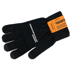 工装风手套男冬季潮牌触屏跑步防风骑行加厚针织柔软保暖学生手套