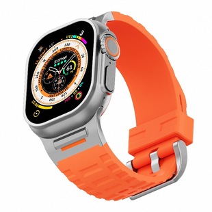 适用Apple watch苹果手表表带S10原装表带iWatch11运动液态硅胶腕带s9/8/7/SE2/代拓步者ultra3高级防水46MM