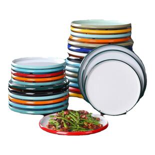 北欧密胺圆盘平盘商用深盘网红餐具西餐厅热菜凉菜盘塑料炒菜盘子