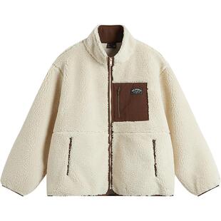 李宁外套女加厚防风情侣摇粒绒上衣加绒保暖棉服防风复古夹克男