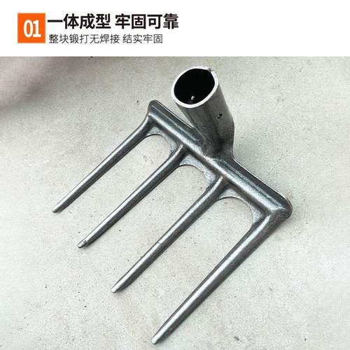 翻地松土多功能三齿耙子全钢淬火四齿镐农用种菜翻土工具加厚耙锄