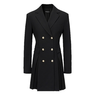 FF仿佛2025年春新款西装通勤老钱高知风连衣裙修身收腰职业工作服