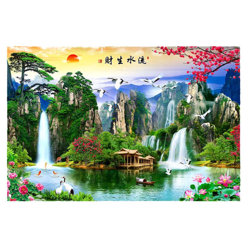 客厅山水画墙贴装饰画电视背景墙