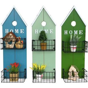 美式乡村法式清新田园复古咖啡馆店铺壁挂壁饰置物篮花架收纳墙饰