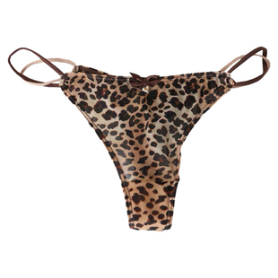 郑大嘻~美式豹纹·夏季薄款性感网纱三角裤蝴蝶低腰纯欲丁字裤