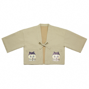 独立设计日式浮世绘搞怪人物印花和服外套纯棉羽织少女和风开衫