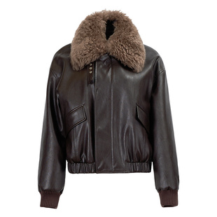 【商场同款】MOFAN摩凡2025冬款朗姆酒色700蓬大毛领皮衣羽绒服女